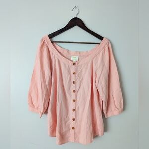 Maeve X Anthropologie Light Pink Button Blouse